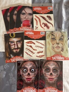 Costume Tattoos - bundle of 9 packs, as pictured -all NWT